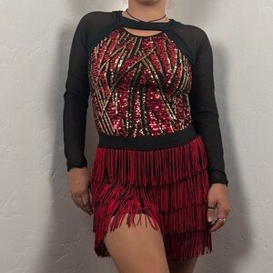 Red and Black Sequin Fringe “dress”